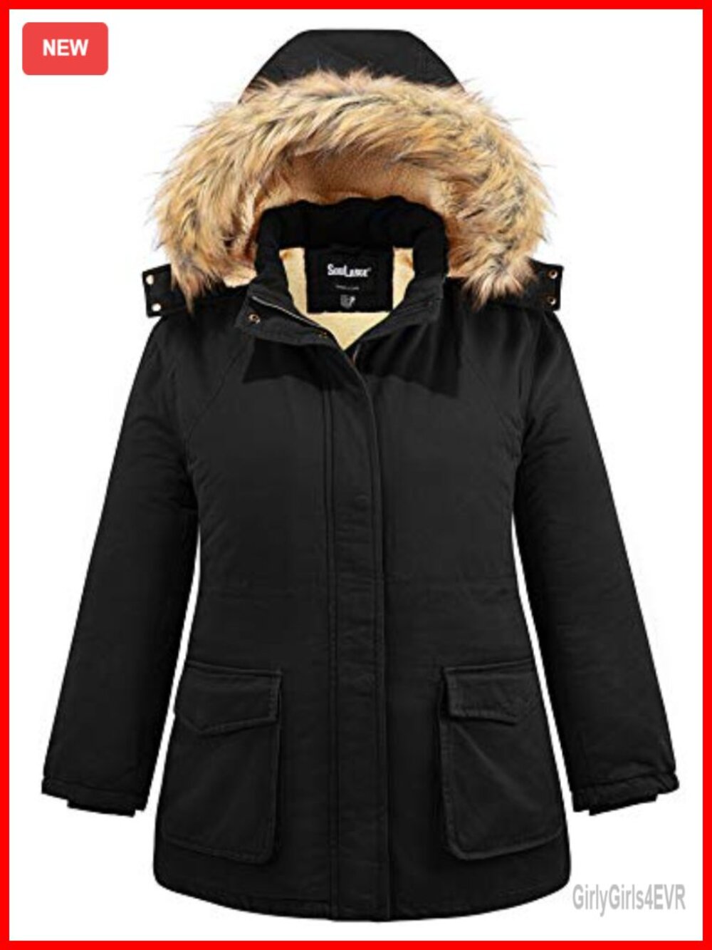 Plus Size Sherpa Lined Jacket with Hood for Women